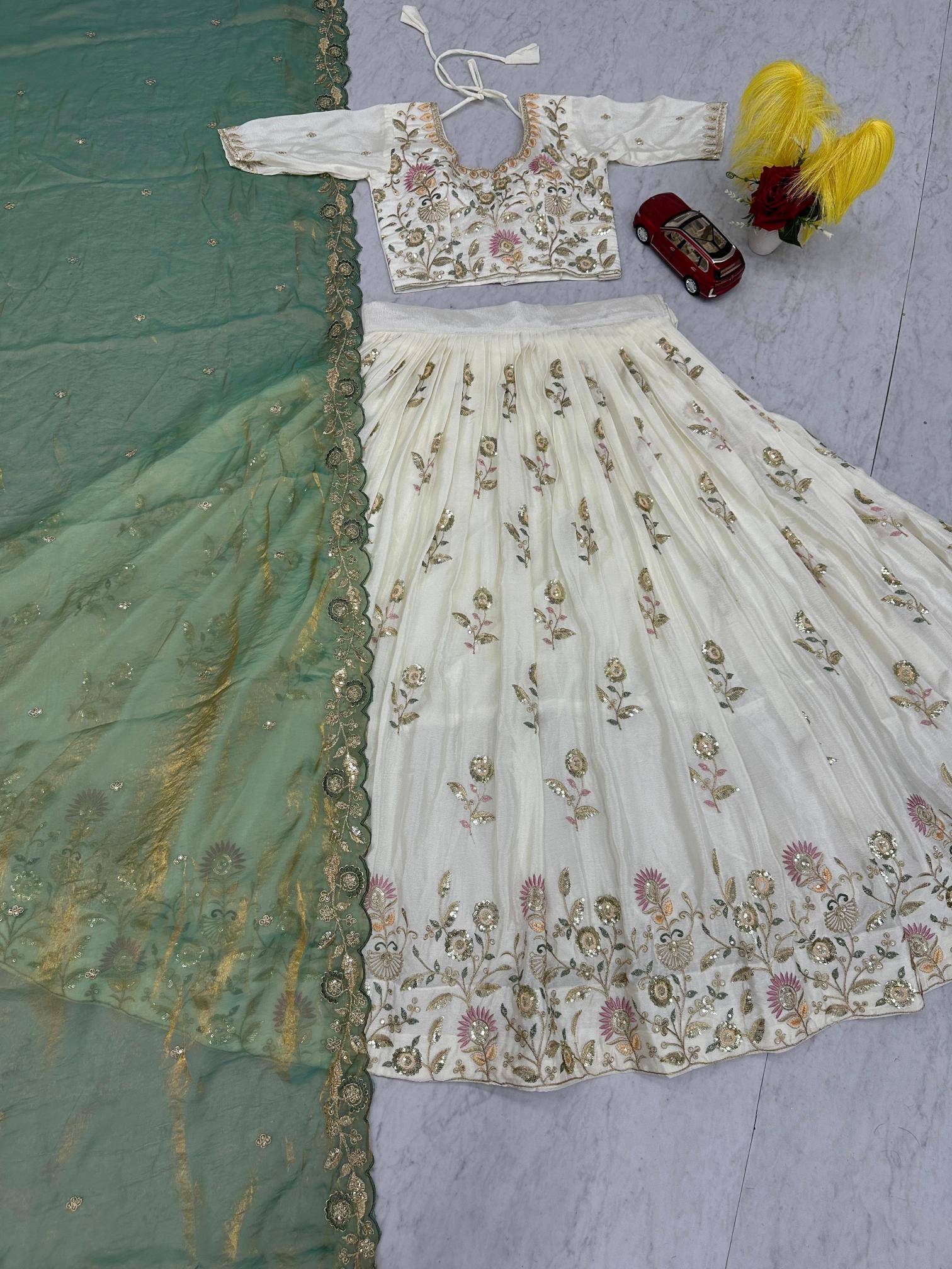 Tapi-301 Chinon Indian lehenga choli manufacturers